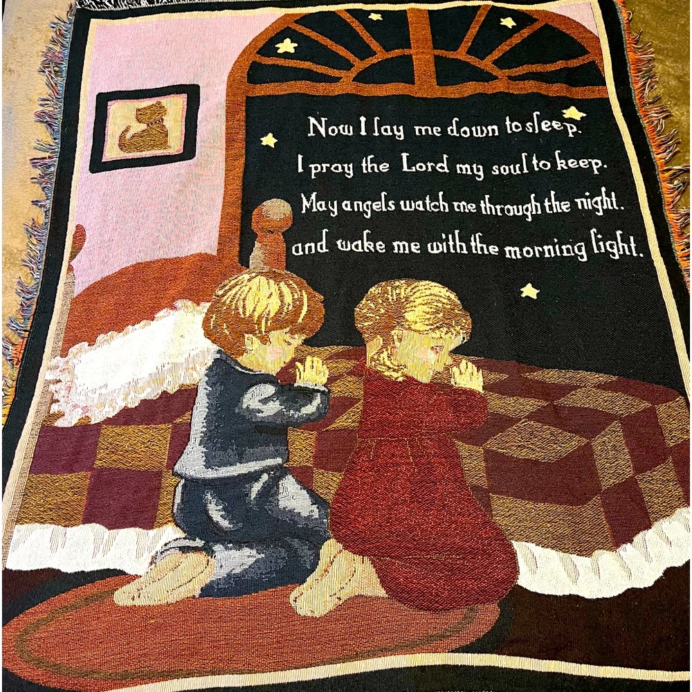 Religious bedtime prayer throw blanket